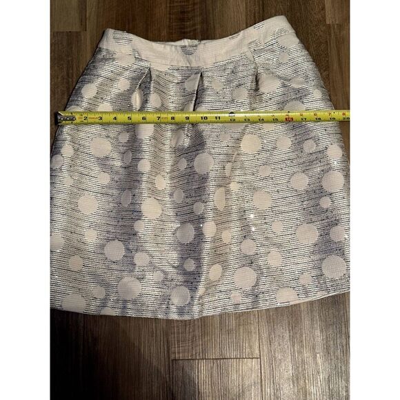 Anthropologie Maeve Anya Dotted Jacquard Mini Skirt White Blue Women's Size 6 - Picture 8 of 8